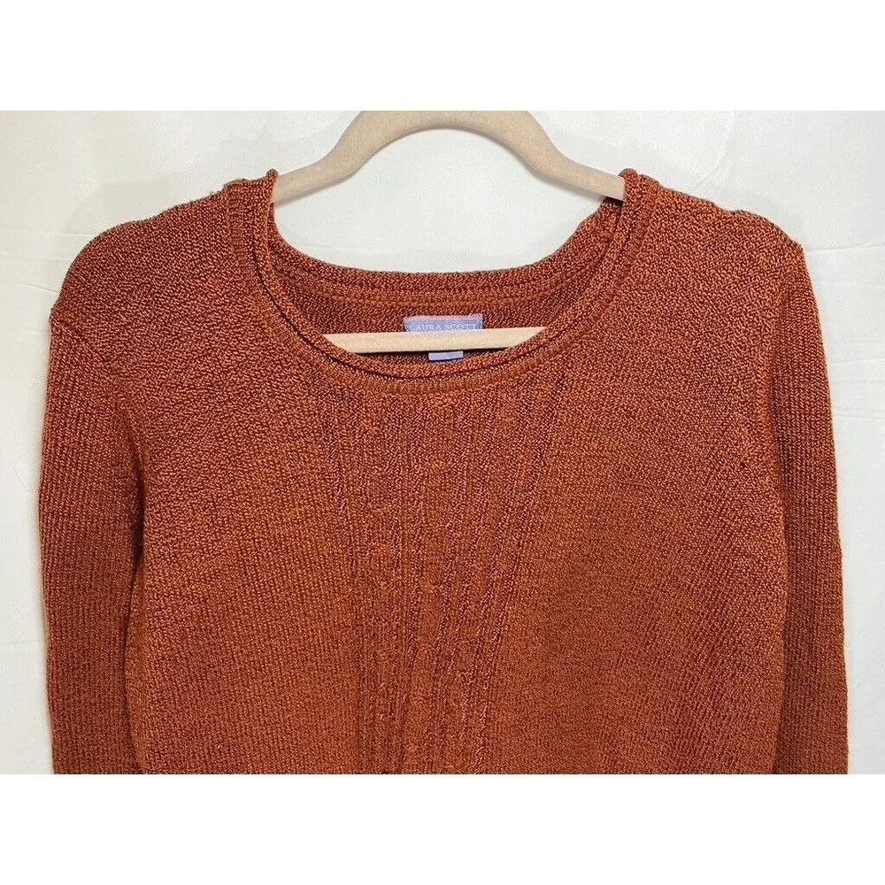 Laura Scott Sweater Womens‎ Large Orange Round Neck Long Sleeve Pullover Ladies.